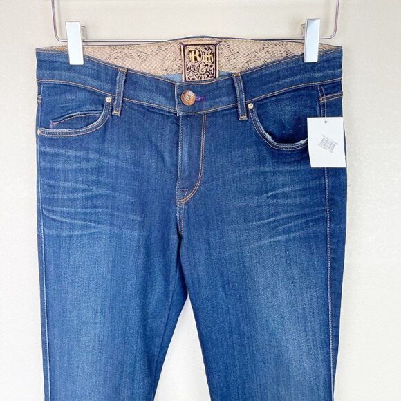 Rich & Skinny Dark Wash Cuffed Bootcut Tapered Denim Jeans Size 27 - Picture 2 of 10